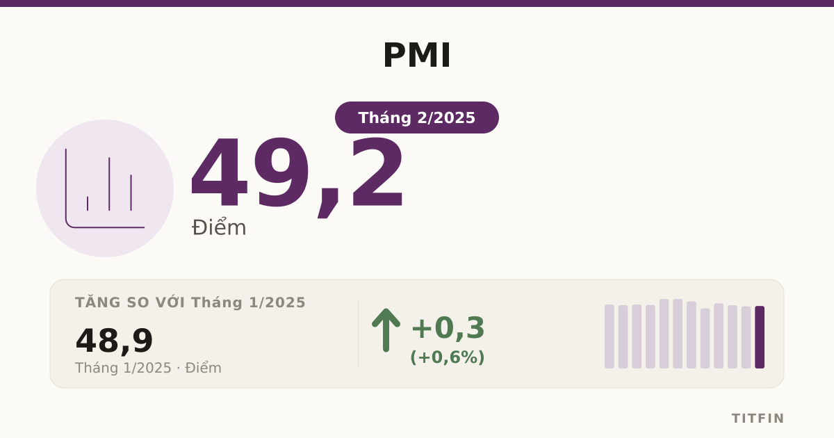 PMI Việt Nam tháng 2/2025: Đạt 49,2 điểm, sản xuất thu hẹp nhẹ