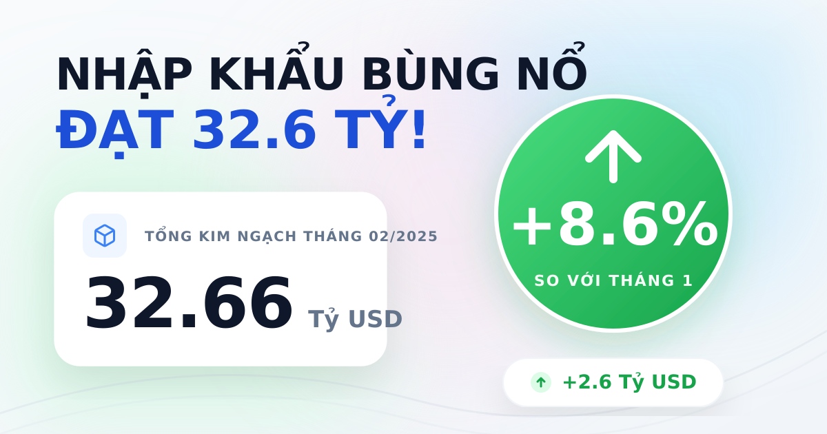 Tổng Nhập Khẩu Việt Nam Tháng 02/2025 Đạt Hơn 32.6 Tỷ USD
